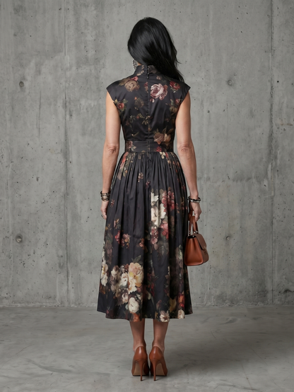 Greta - Midikleid mit Stehkragen und Tropfenausschnitt