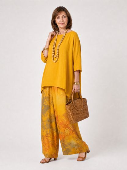 Talvienne | Zweiteiliges Set mit High-Low-Tunika & weitem Beinkleid