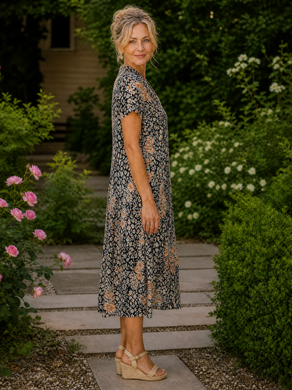 Earling | Midi-Kleid mit Kragen, Kurzarm & Knopfleiste | Leichter Sommerkleid-Look