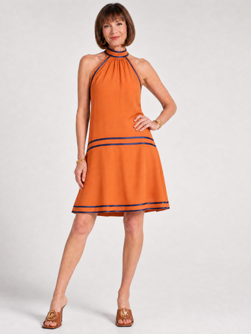 Zarella | Halter-Neck Mini-Kleid im A-Linie-Schnitt mit Kontrastbesatz