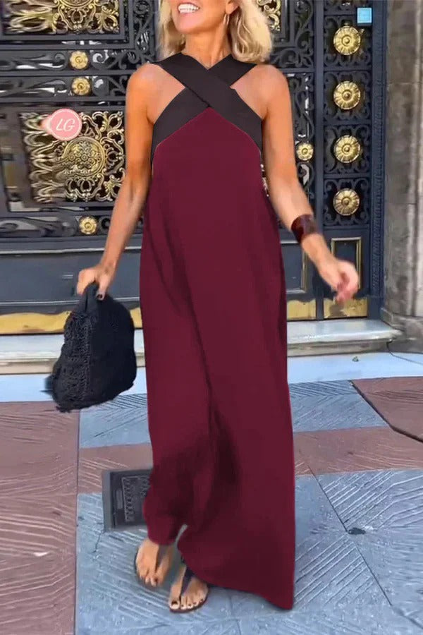 Rückenfreies Crossover-Maxi-Kleid in Lockerer Passform