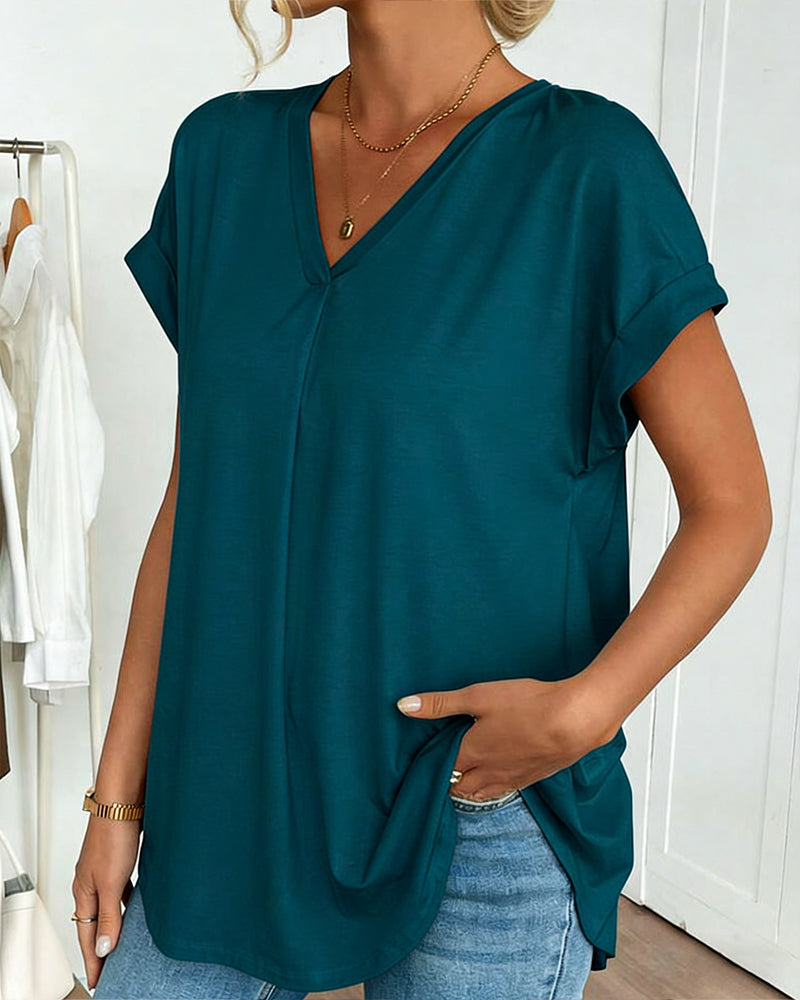 T-Shirt kurzärmelig einfarbig Patchwork