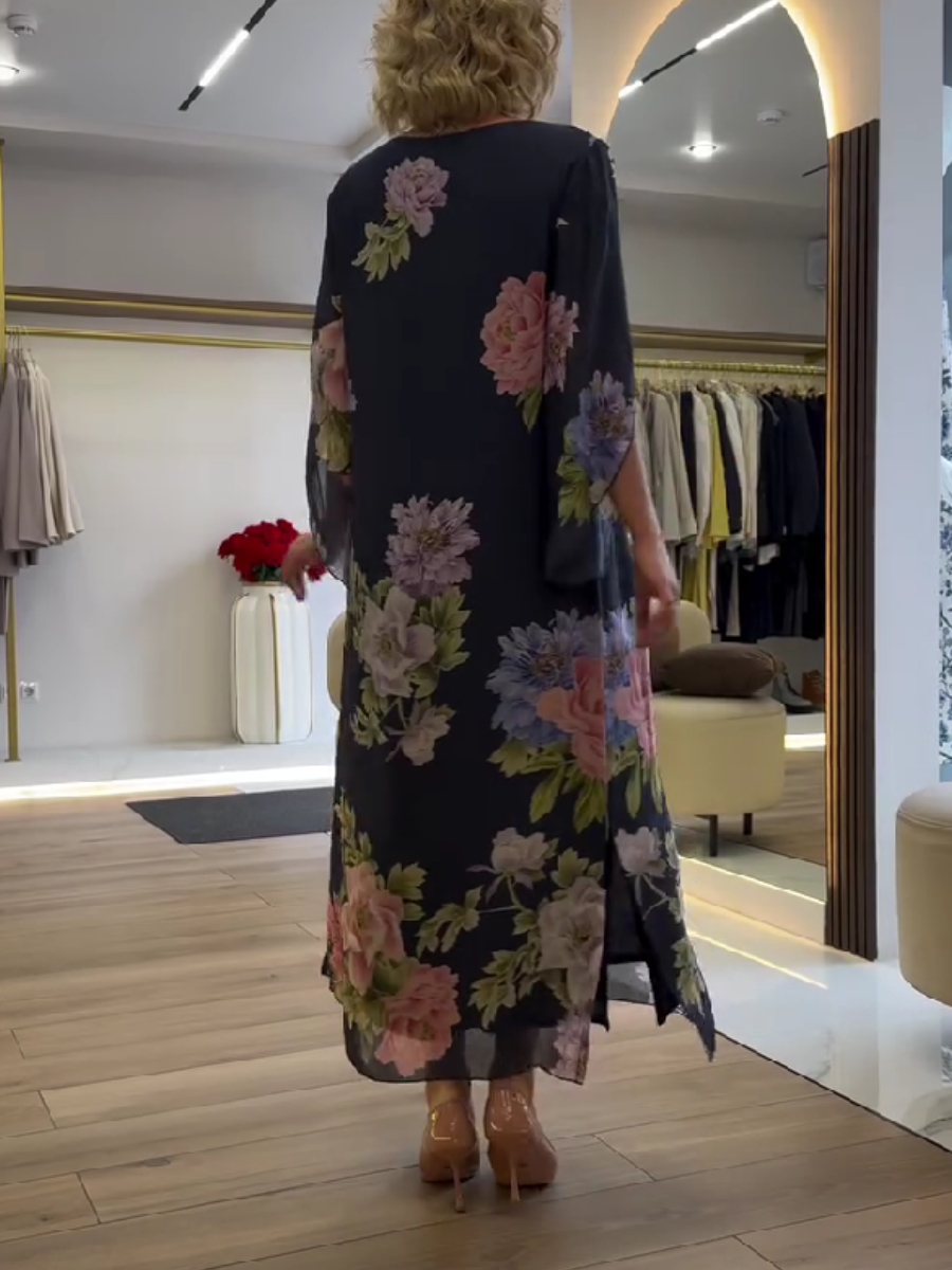 Halle Florales Maxi-Kleid in Loose Fit