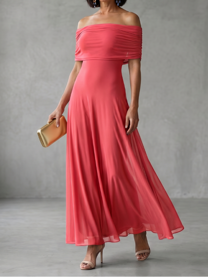 Juni - Midikleid mit Schulterfreier Drapierung