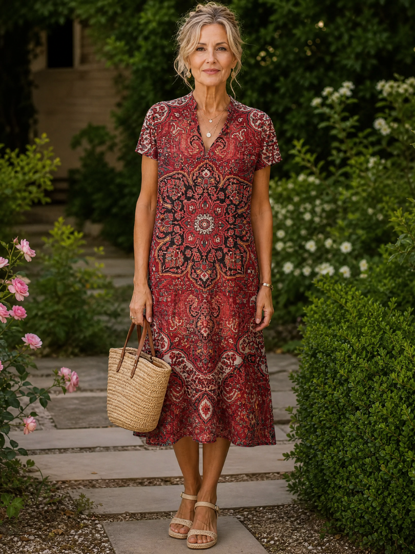Earling | Midi-Kleid mit Kragen, Kurzarm & Knopfleiste | Leichter Sommerkleid-Look