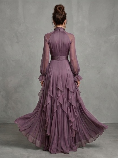 Demetria - Maxikleid mit Knotenausschnitt und Volants