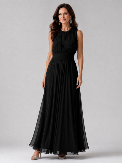 Simran | Ärmelloses Midi-Kleid mit geraffter Taille & fließendem Rock