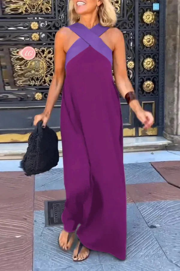 Rückenfreies Crossover-Maxi-Kleid in Lockerer Passform