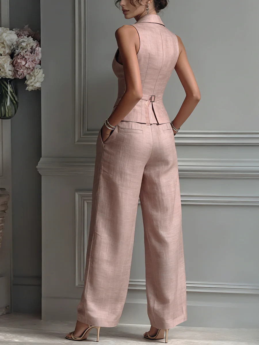 Elegantes Zweiteiler-Set | Tailliertes Weste & Weite Hose | Power Suit