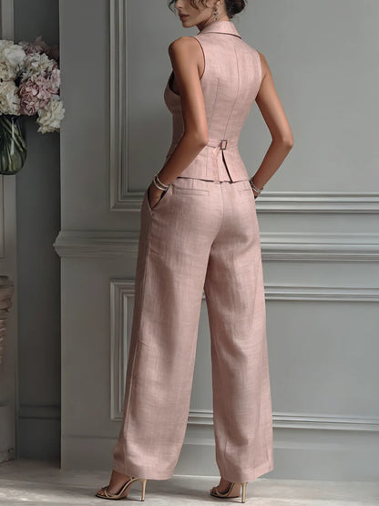 Elegantes Zweiteiler-Set | Tailliertes Weste & Weite Hose | Power Suit