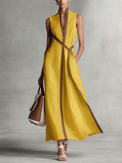 Rysella - Raffiniertes Leinen-Mix Wickel-Maxikleid