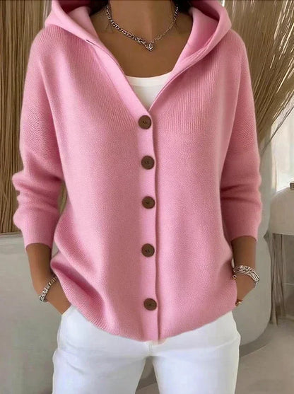 Janet – Trendige Strickjacke mit Kapuze