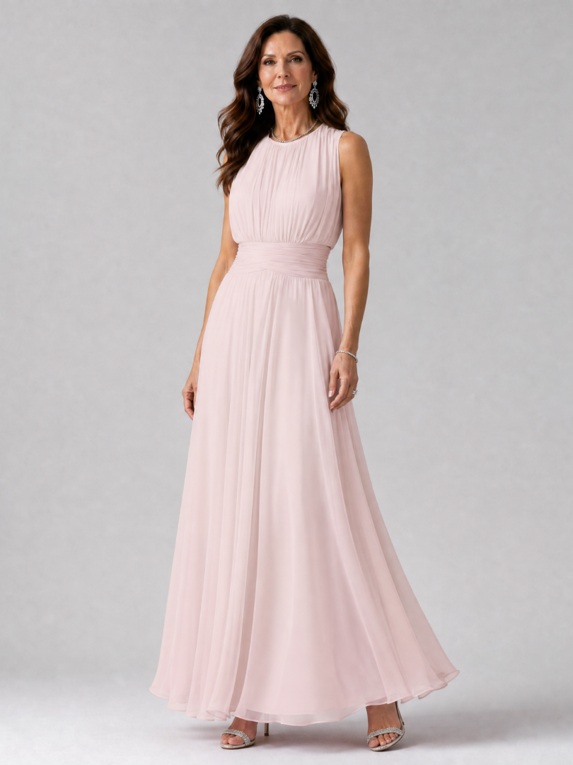 Simran | Ärmelloses Midi-Kleid mit geraffter Taille & fließendem Rock