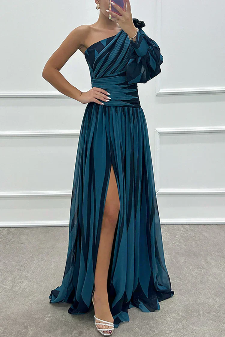 Fenna™ - Elegante Lange Kleid mit Einem Schulter