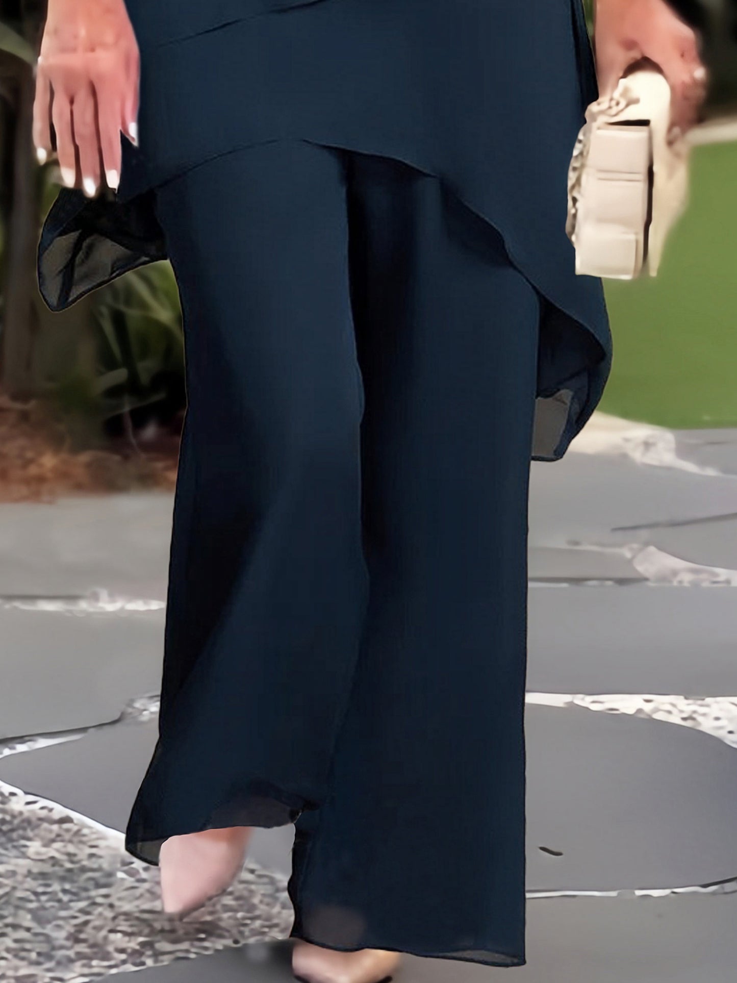 Elegantes Zweiteiliges Chiffon-Set mit Top und Weithose