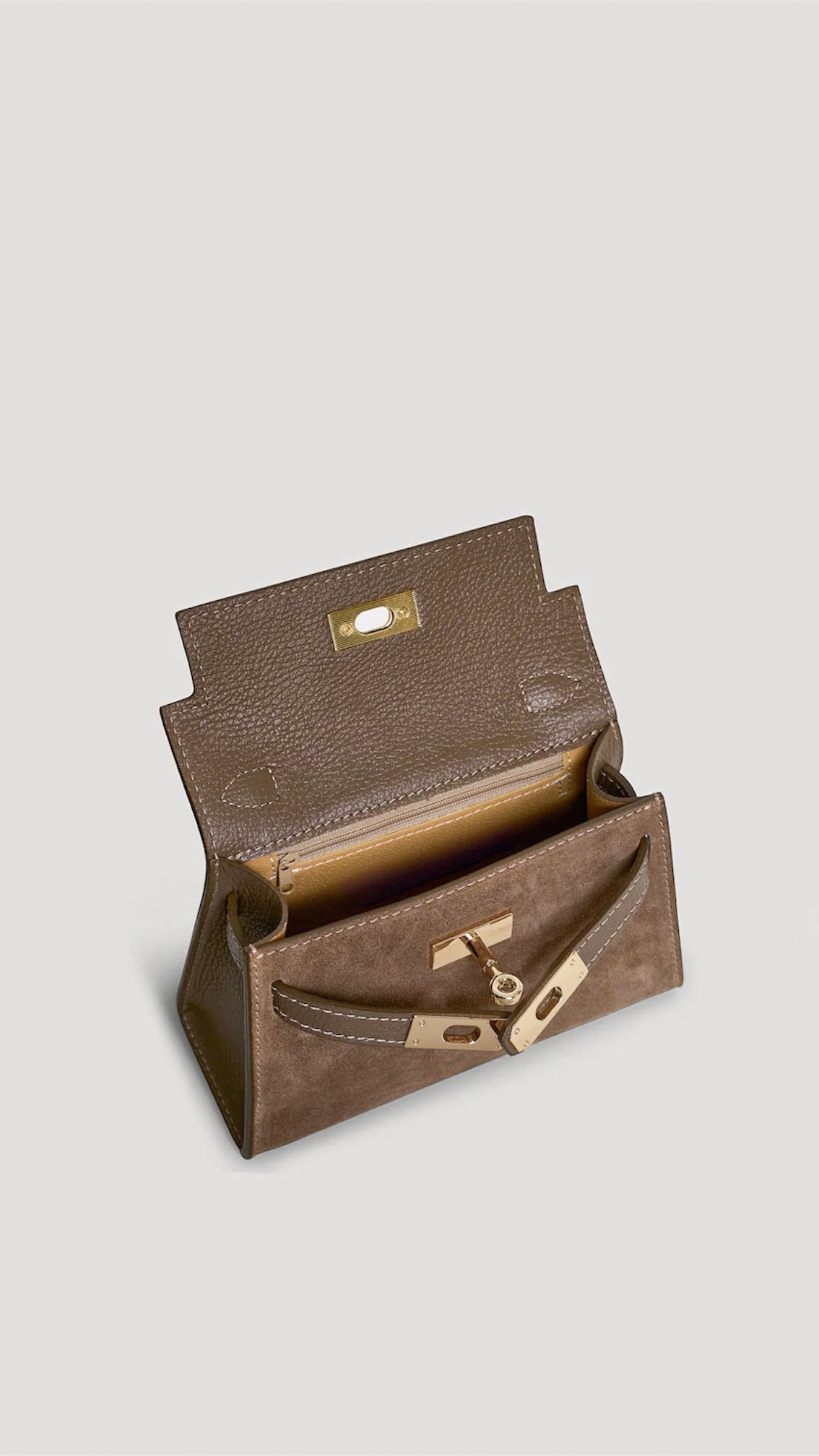 LINA MINI VELOURSLEDER TAUPE