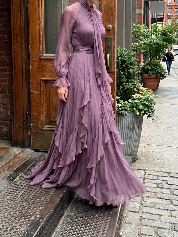 Demetria - Maxikleid mit Knotenausschnitt und Volants