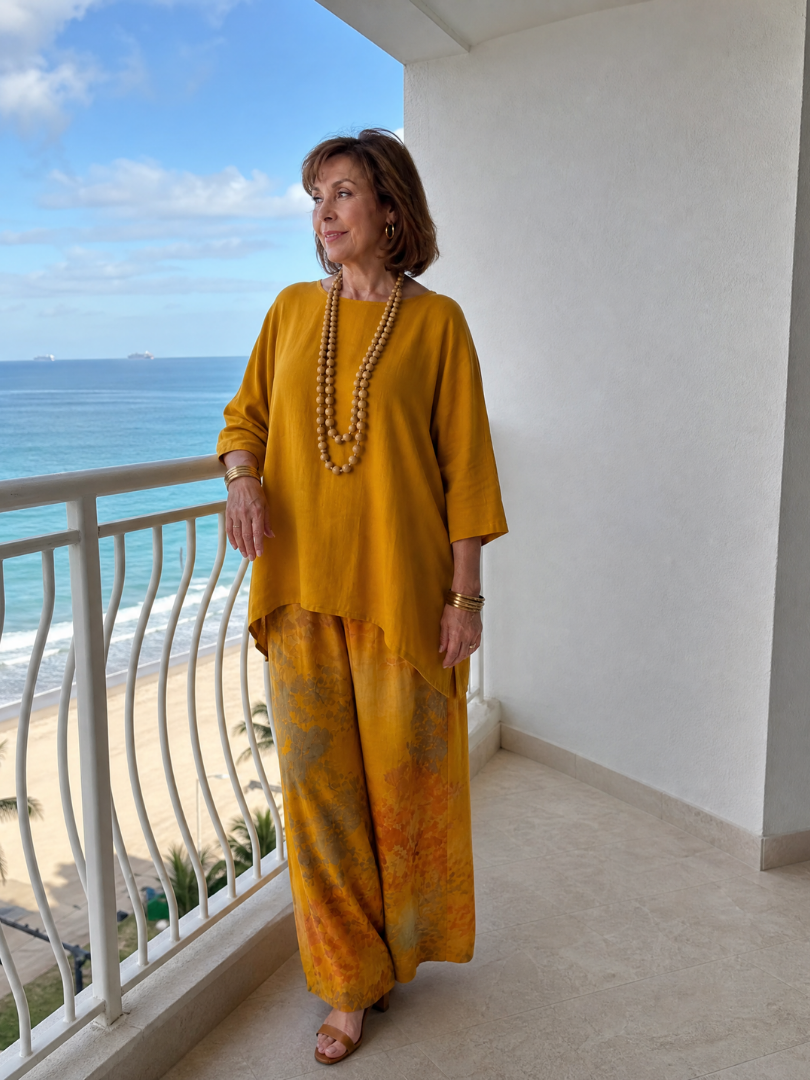 Talvienne | Zweiteiliges Set mit High-Low-Tunika & weitem Beinkleid