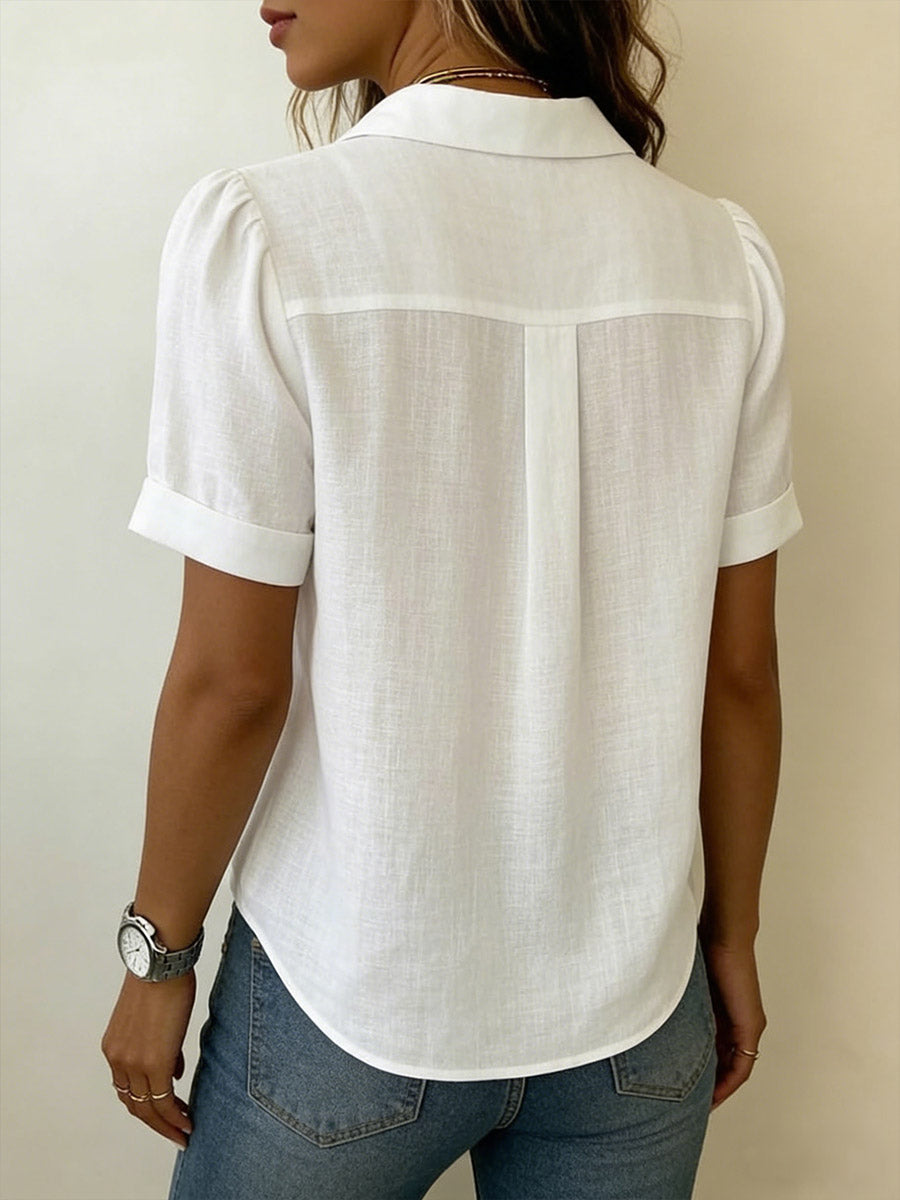 Ionea – Kurzarm-Bluse mit Knopfleiste