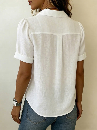 Ionea – Kurzarm-Bluse mit Knopfleiste