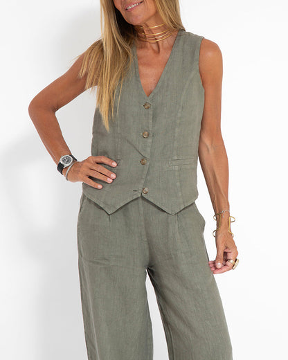 Stella | Damen Elegantes 2-teiliges Leinenset