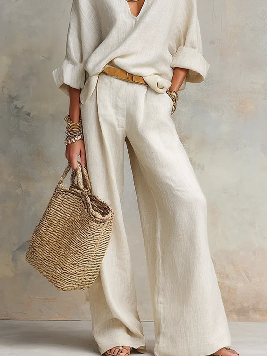 Off-White Leinen Resort Wear Set – Locker & Luftig