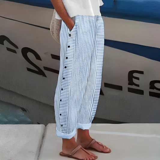 Yareli – Gestreifte Wide-Leg Hose
