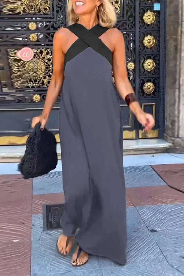 Rückenfreies Crossover-Maxi-Kleid in Lockerer Passform