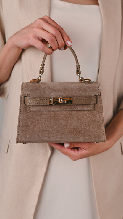 LINA MINI VELOURSLEDER TAUPE