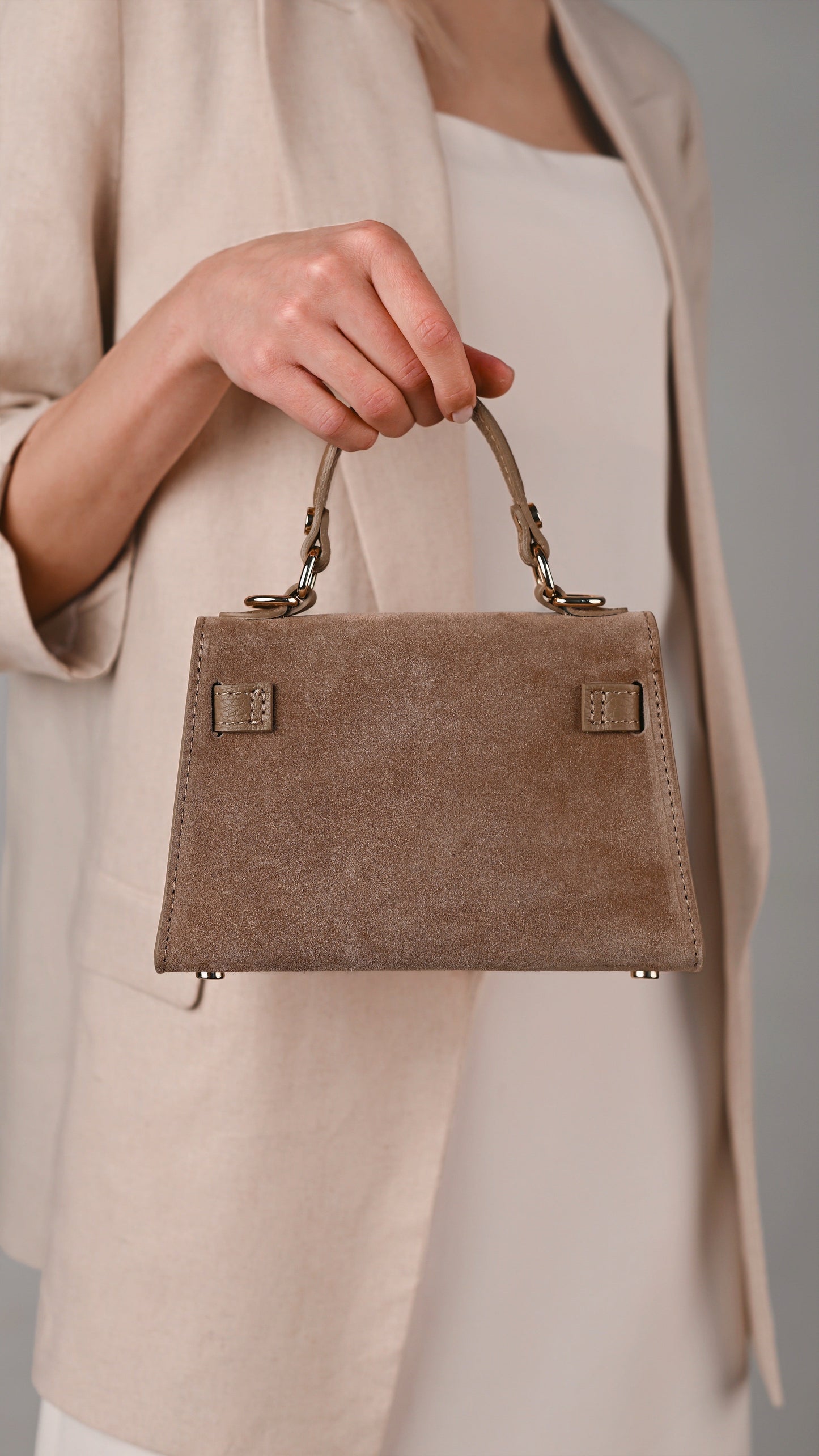 LINA MINI VELOURSLEDER TAUPE