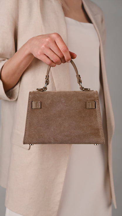 LINA MINI VELOURSLEDER TAUPE