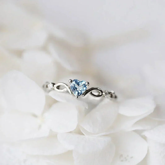 Blauer Zirkonia Herz Ring in Sterling Silber