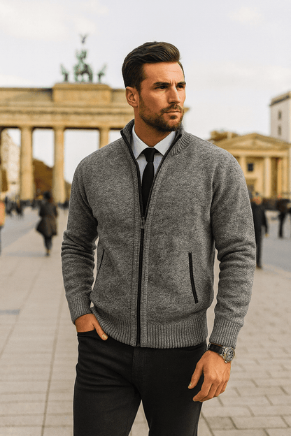 Leon | Strickpullover mit Reißverschluss und Taillierung