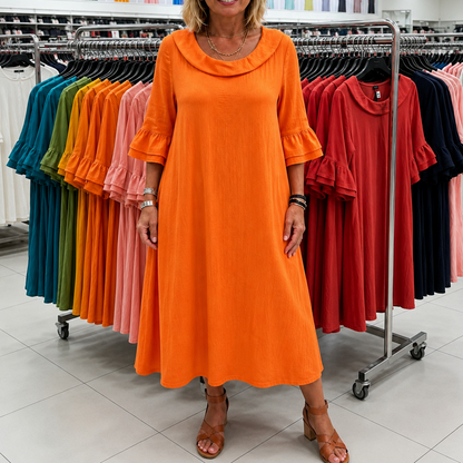 Céleste – A-Linien Midi-Kleid mit Rundhalsausschnitt