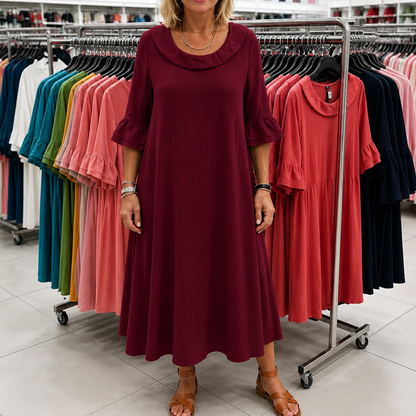 Céleste – A-Linien Midi-Kleid mit Rundhalsausschnitt