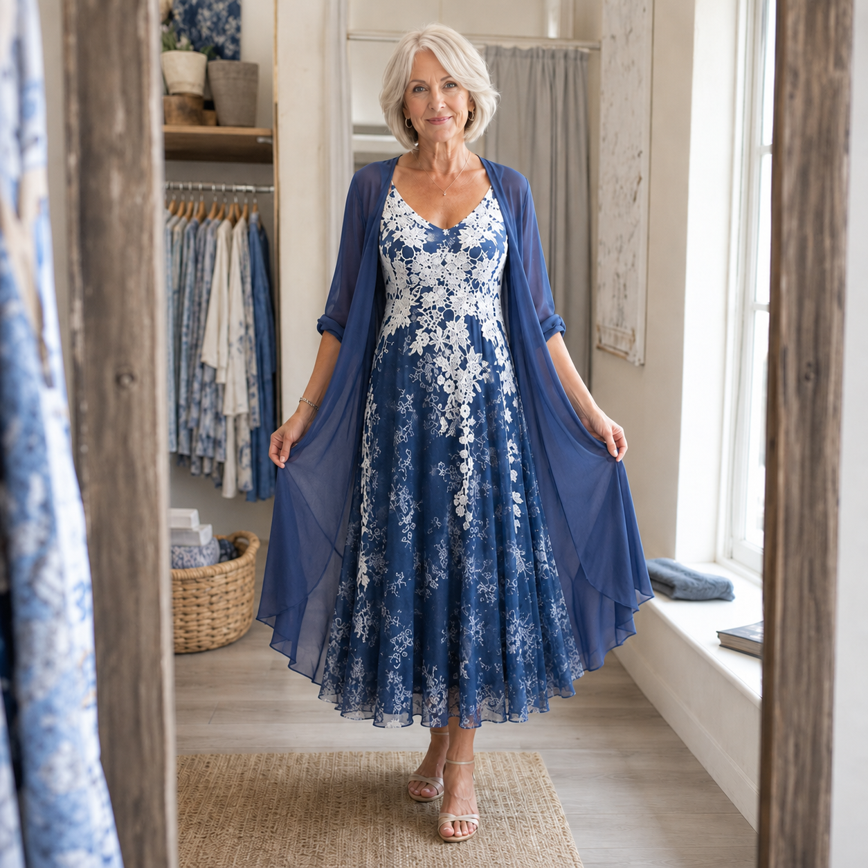 Wearbella – Geblümtes Maxi-Kleid mit passendem Duster