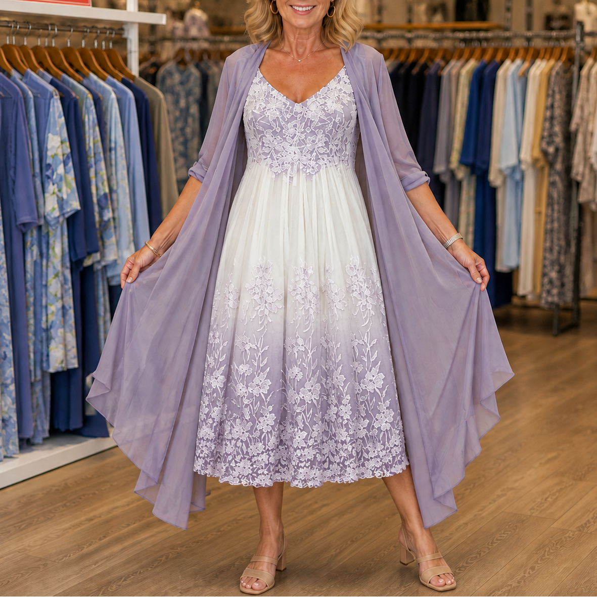 Wearbella – Geblümtes Maxi-Kleid mit passendem Duster
