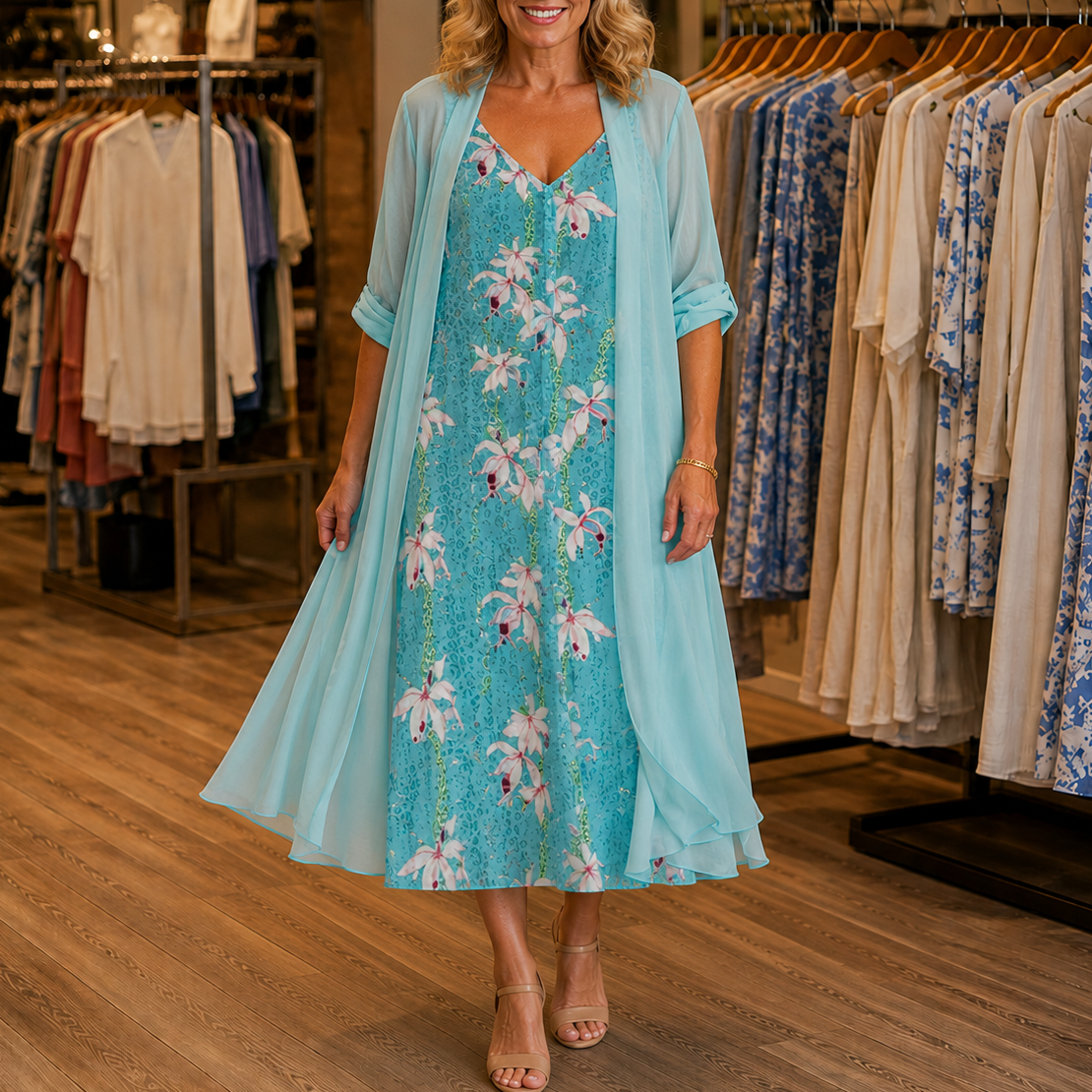 Wearbella – Geblümtes Maxi-Kleid mit passendem Duster