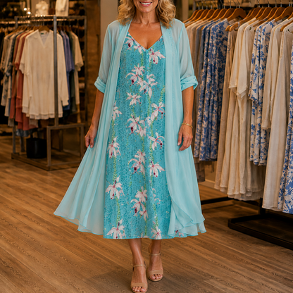 Wearbella – Geblümtes Maxi-Kleid mit passendem Duster