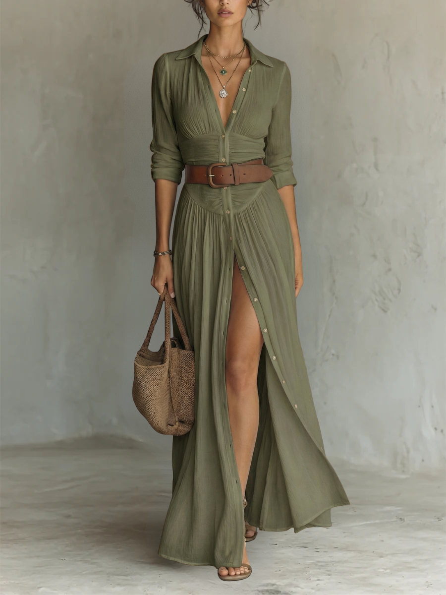 Suzanne | Maxi-kleid mit Reverskragen