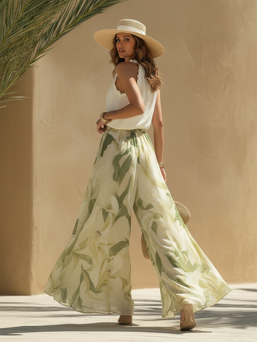 Renata | Fließendes Blumen-Set | Weithose & Top