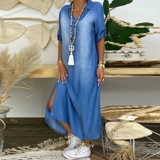 Yazmin™| Kleid im Denim-Look