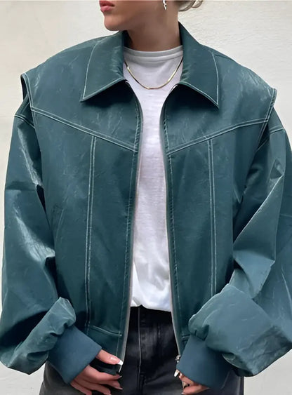 Lässige Oversized Lederjacke