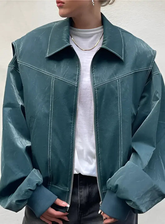 Lässige Oversized Lederjacke