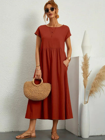 Evi | Fließendes Midikleid zeitlose Eleganz