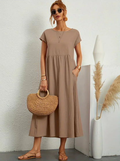 Evi | Fließendes Midikleid zeitlose Eleganz