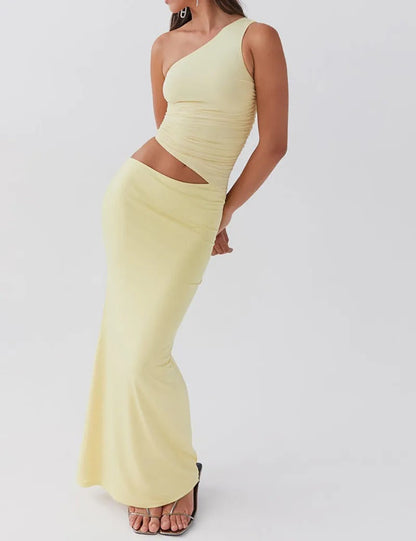 Neomie - Cremefarbener Fishtail Maxi-Rock