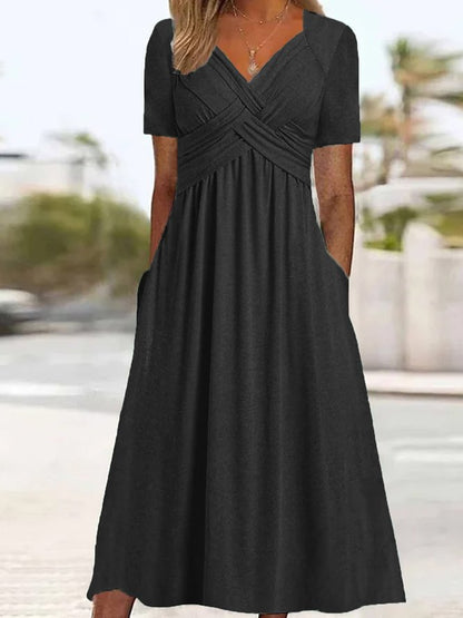 Carmen - Crossover Midi-Kleid für einen stilvollen Look