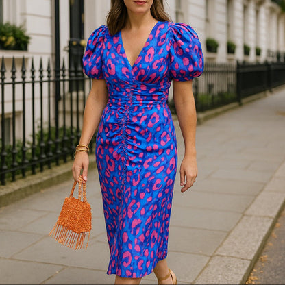 Noor™ - Halblange Kleid mit Puffärmeln