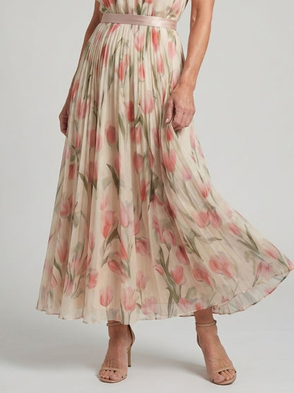 Aurelle - Midikleid mit Blumendruck und Halterneck
